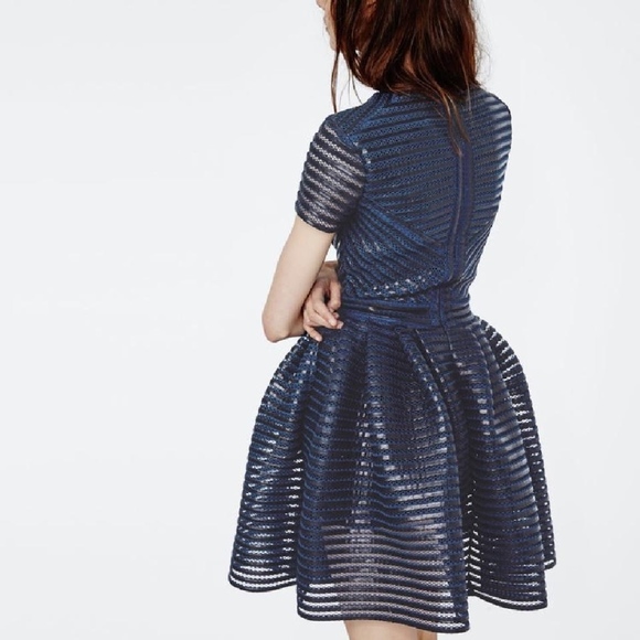 Maje Roybridge Blue Black Ribbon Mesh Dress - Picture 2 of 8